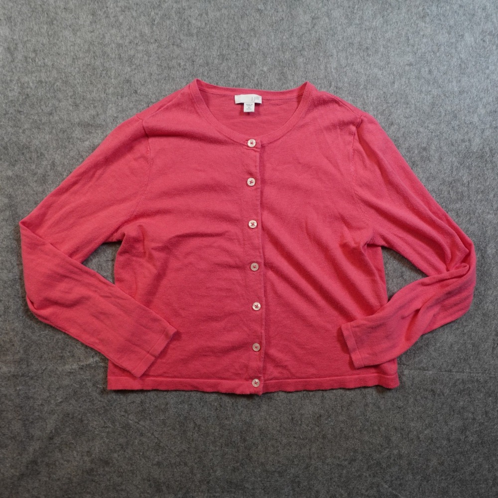 J‎ Jill Cardigan Womens Extra Small Petite Pink Button Front Crew Neck Knit
